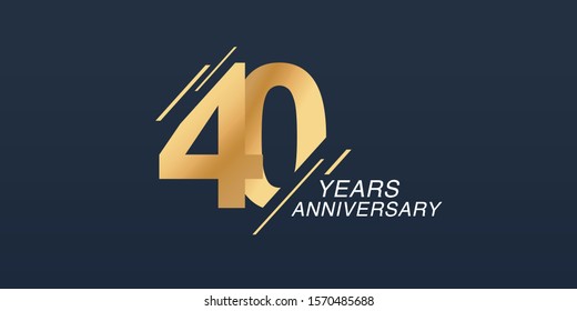 40 years anniversary vector icon, logo. Graphic design element with golden number on isolated background for 40th anniversary 