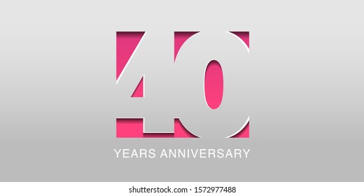 40 Years Anniversary Vector Icon, Symbol, Logo. Graphic Background Or Card In Modern Style For 40th Anniversary Birthday Celebration 