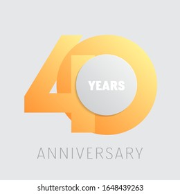 40 years anniversary vector icon, logo. Square graphic design element with golden color number on isolated background for 40th anniversary