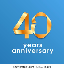Icono vectorial de 40 años, logo. Elemento de diseño con cinta de oro para 40 años