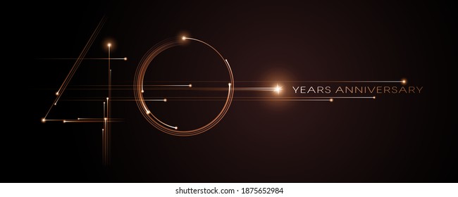 40 Years Anniversary Vector Icon, Logo. Graphic Design Element With Modern Light Number On Isolated Background For 40th Anniversary