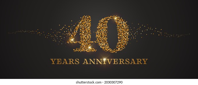 40 years anniversary vector icon, logo. Graphic design element with golden glitter number for 40th anniversary card