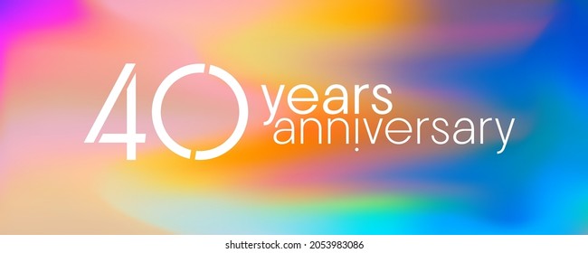 40 years anniversary vector icon, logo. Graphic design element with neon colors for 40th anniversary