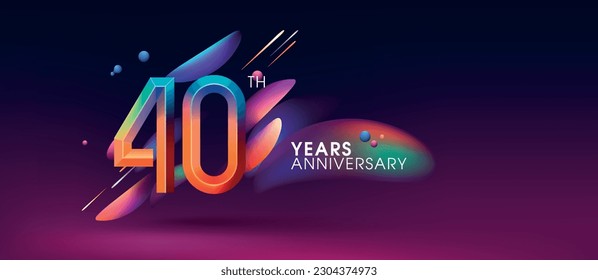 40 years anniversary vector icon, logo. Design element with modern graphic style number for 40th anniversary