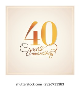 40 years anniversary vector icon, logo. Isolated graphic design with elegant lettering number for 40th anniversary birthday card or symbol