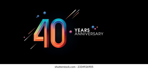 40 years anniversary vector icon, symbol, logo. Graphic background or card with neon number for 40th anniversary birthday celebration