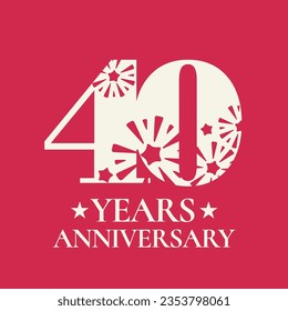 40 years anniversary vector icon,  logo. Design element with number on background for 40th anniversary