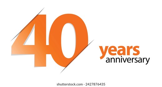 40 años vector icono, logotipo. Elemento de diseño gráfico con número y composición de texto para el 40º aniversario. Conveniente para la tarjeta o el embalaje