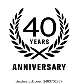 40 years anniversary vector icon, logo. Design element with graphic sign and number for 40th anniversary