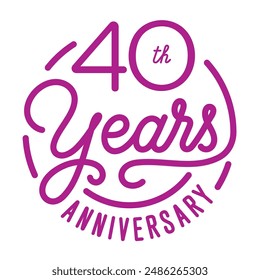 40 years anniversary vector icon, symbol, logo. Graphic background or card with modern lettering for 40th anniversary birthday celebration