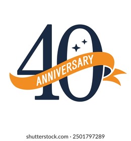 Icono de Vector del aniversario de 40 años, logotipo. Diseño gráfico aislado con el número elegante de la letra para la tarjeta o el símbolo del cumpleaños del 40 aniversario