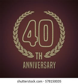 40 years anniversary vector icon,  logo. Graphic design element with  golden decorative branch for 40th anniversary card