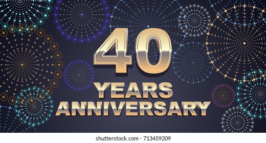 40 years anniversary vector icon,  logo. Graphic design element with  golden 3D numbers for 40th anniversary decoration