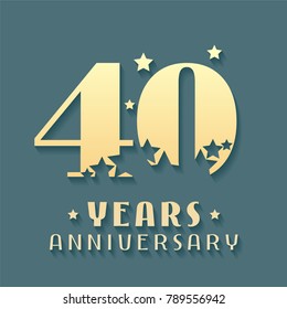 40 years anniversary vector icon, symbol, logo. Graphic design element for 40th anniversary birthday card 