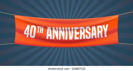 40 years anniversary vector illustration, banner, flyer, logo, icon, symbol. Graphic design element with red flag for 40th anniversary, birthday greeting, event celebration