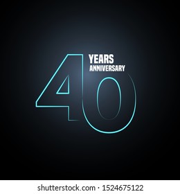 40 years anniversary vector logo, icon. Graphic design element with neon number for 40th anniversary 