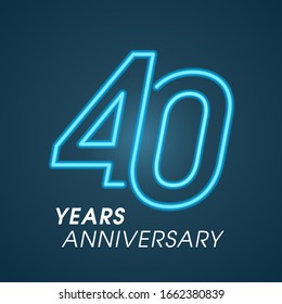 Logo vectorial de 40 años, icono. Elemento de diseño gráfico con número de neón para 40 años