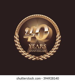 40 years anniversary vector logo, icon, sign, symbol, emblem. Decoration design element for 40th birthday