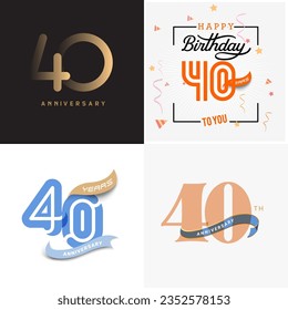 40 years anniversary vector number icon, birthday logo label, anniversary design
