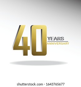 40 Years Anniversary Vector Template Design Illustration Gold