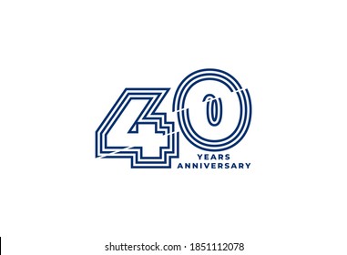 40 Jahre Jubiläum Vektorvorlage mit blauer Farbe, 40. Geburtstagslogo