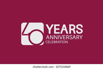 40 years anniversary with white square isolated on purple background for celebration
