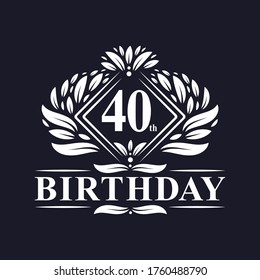 40 years Birthday Logo, Luxury 40th Birthday Celebration.