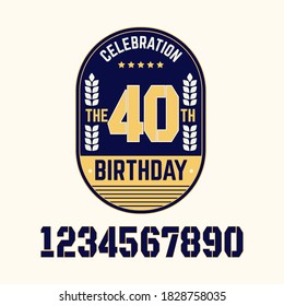 40 Years birthday Template Design illustration, set 1, 2, 3, 4, 5, 6, 7, 8, 9, 0