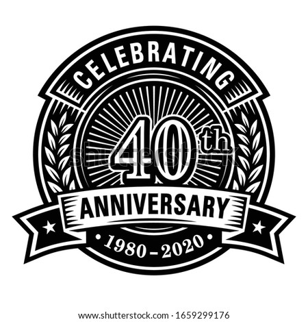 40 years of celebrations design template. 40th logo. Vector and illustrations.
