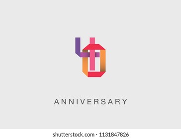 40 Years colorful Anniversary design with overlapping font number, isolated on white background