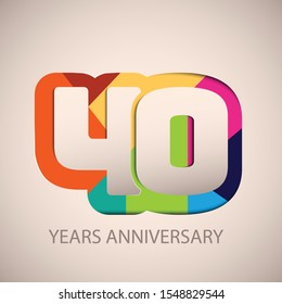 40  Years Colorful Anniversary Logo with Anniversary Ribbon. Vector eps.9 - Vector
