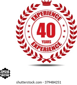 40 Years Experience Label, Sticker Or Icon Isolated On White Background.vector Illustration