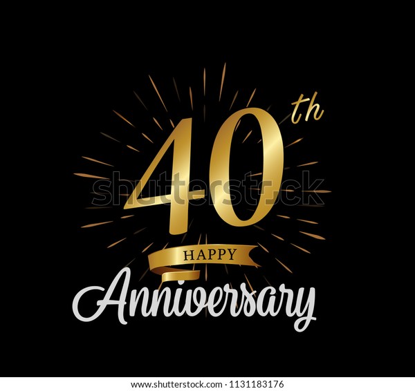 40 Years Gold Anniversary Celebration Simple Stock Vector (Royalty Free ...