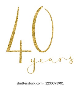 40 YEARS Gold Glitter Brush Calligraphy Icon