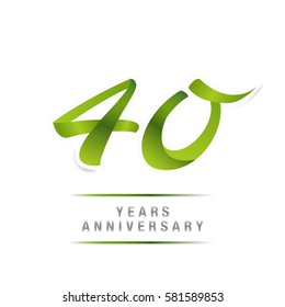 40 years green anniversary celebration logo , isolated on white background