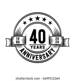 Plantilla de diseño del logotipo de 40 años. 40º aniversario vectorial e ilustración.