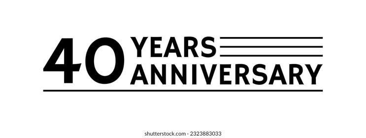 40 years logo, label or icon. 40th anniversary celebration symbol. Birthday, jubilee design template. Vector illustration.