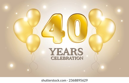 40 years old. Anniversary. Celebrating 40 years. Happy birthday. 