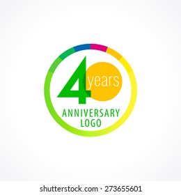 40 years old logotype. Abstract coloured abstract template medal. Greetings celebrates. Celebrating  isolated numbers 40s anniversary, symbol of age. Financial -40% 40% % percent off concept, web sign
