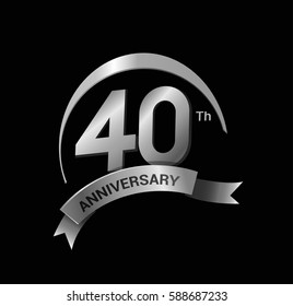 40 years silver anniversary logo celebration with ring and ribbon.