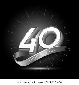 40 years silver anniversary logo celebration with firework and ribbon