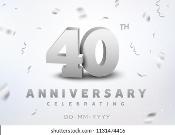 40 years silver number anniversary celebration event. Anniversary banner ceremony design for 40 age.
