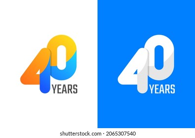 40 years simple anniversary logo design. Minimal celebration number with gradient color and white. Minimalist birthday vector