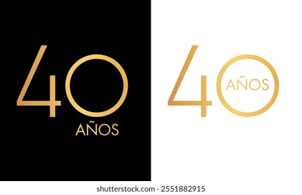 40 anos em espanhol significa "40 años" logotipo aniversário de negócios