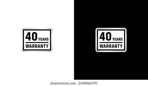 40 years warranty logo or 40 years warranty label vector isolated. The best 40 years warranty logo for product packaging design element and more.