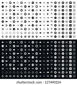 400 arrow sign icon set. Volume 1 (black version). Modern simple pictogram minimal, flat, solid, mono, monochrome, plain, contemporary style. Vector illustration web internet design elements in 8 eps