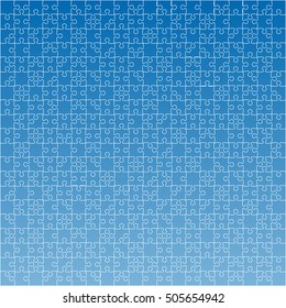 400 Blue Puzzle Pieces Arranged in a Square - JigSaw - Vector Illustration. 
Jigsaw Puzzle Blank Template or Cutting Guidelines 20:20 Ratio. Vector Background.