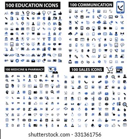 400 Education, Medicine, Communication, Sales, Finance, Health Care, Food, Drinks, Store, School, Learning, Mobile, Smartphone, Internet, Online Flat Icons Set