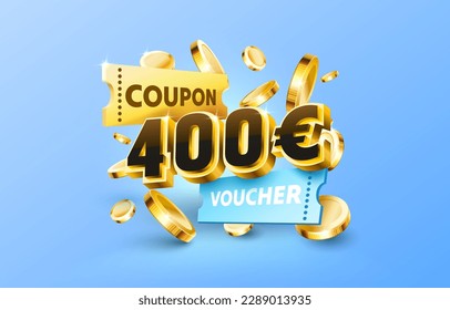 400 euro coupon gift voucher, cash back banner special offer. Vector illustration