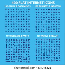 400 flat internet icons: office, business, family, health, website, holidays, party